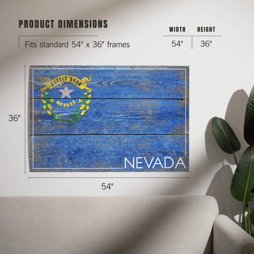 Rustic Nevada State Flag, Art & Giclee Prints Art Lantern Press 
