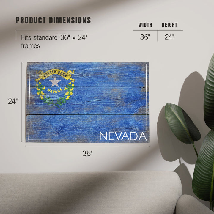 Rustic Nevada State Flag, Art & Giclee Prints Art Lantern Press 