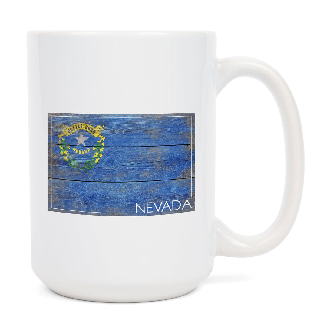 Rustic Nevada State Flag, Lantern Press Artwork, Ceramic Mug Mugs Lantern Press 