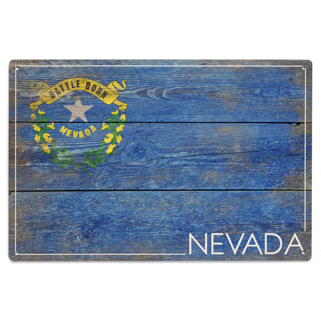 Rustic Nevada State Flag, Lantern Press Artwork, Wood Signs and Postcards Wood Lantern Press 