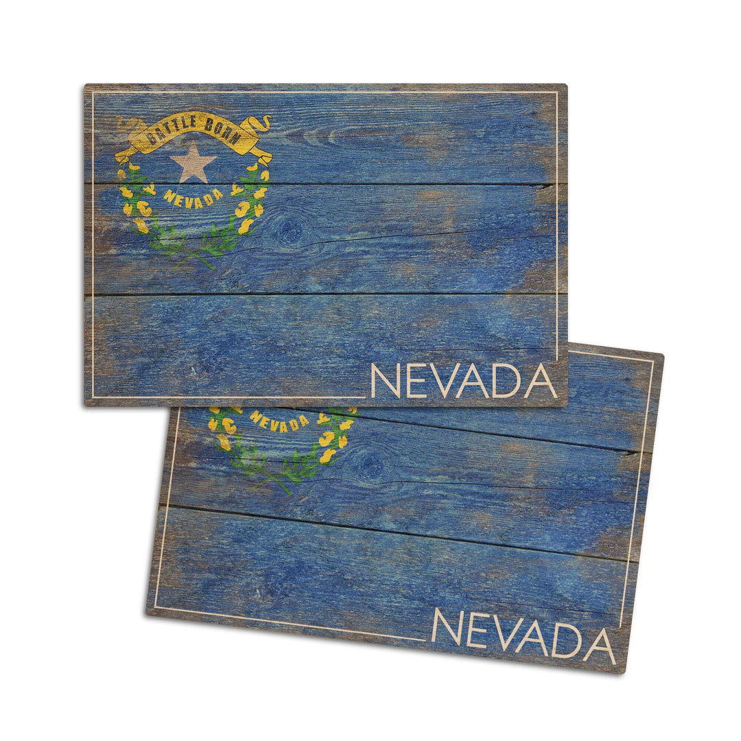 Rustic Nevada State Flag, Lantern Press Artwork, Wood Signs and Postcards Wood Lantern Press 4x6 Wood Postcard Set 
