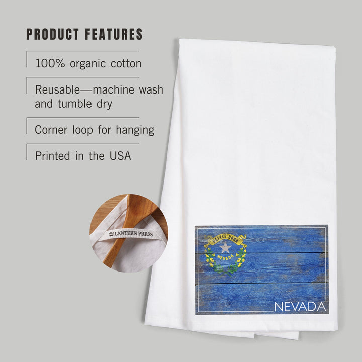 Rustic Nevada State Flag, Organic Cotton Kitchen Tea Towels Kitchen Lantern Press 