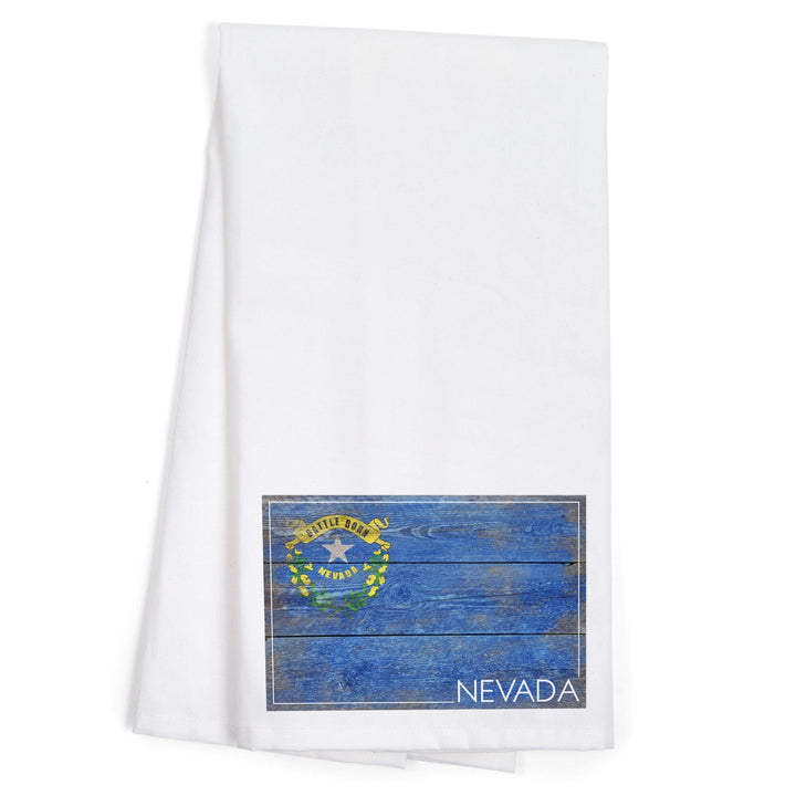 Rustic Nevada State Flag, Organic Cotton Kitchen Tea Towels Kitchen Lantern Press 