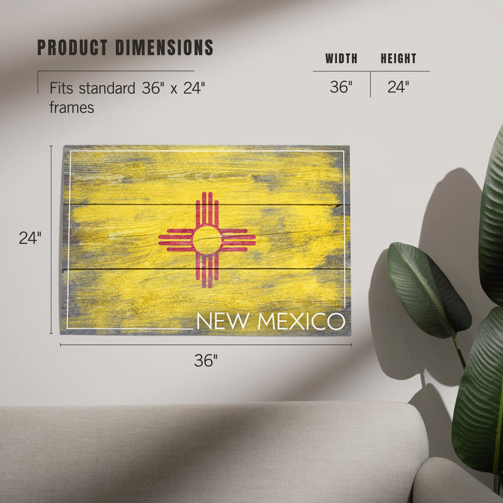 Rustic New Mexico State Flag, Art & Giclee Prints Art Lantern Press 