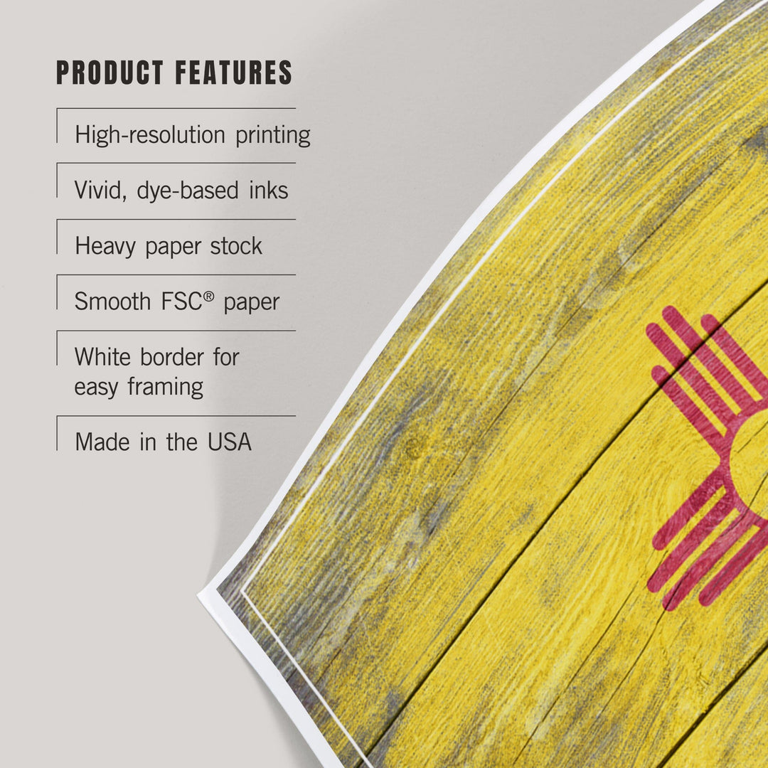 Rustic New Mexico State Flag, Art & Giclee Prints Art Lantern Press 