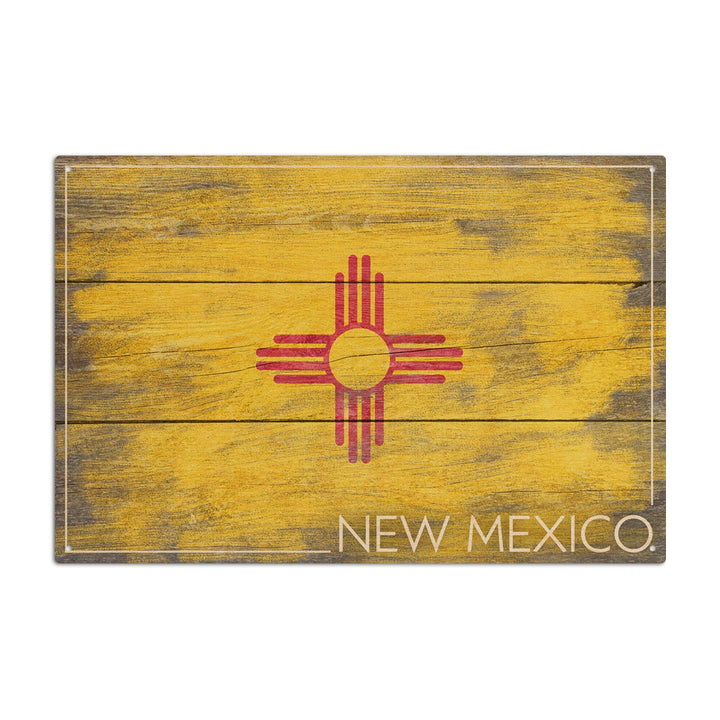 Rustic New Mexico State Flag, Lantern Press Artwork, Wood Signs and Postcards Wood Lantern Press 10 x 15 Wood Sign 