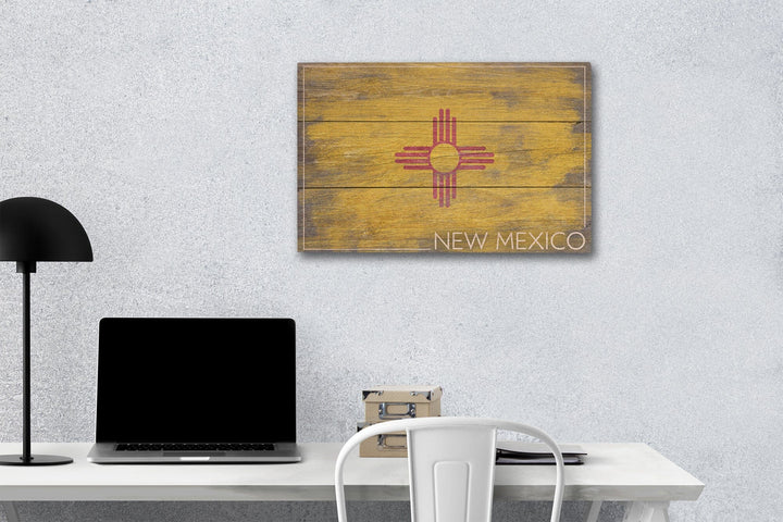 Rustic New Mexico State Flag, Lantern Press Artwork, Wood Signs and Postcards Wood Lantern Press 12 x 18 Wood Gallery Print 