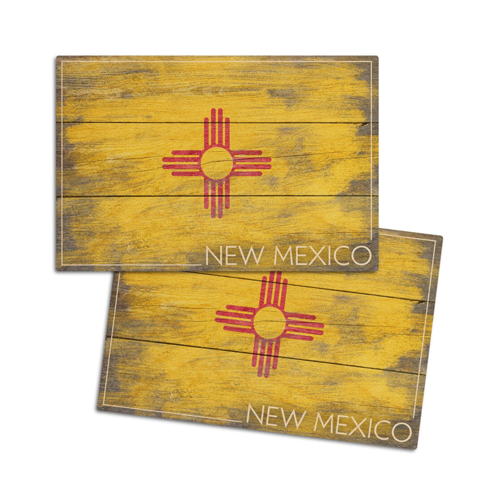 Rustic New Mexico State Flag, Lantern Press Artwork, Wood Signs and Postcards Wood Lantern Press 4x6 Wood Postcard Set 