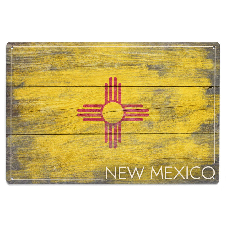 Rustic New Mexico State Flag, Lantern Press Artwork, Wood Signs and Postcards Wood Lantern Press 