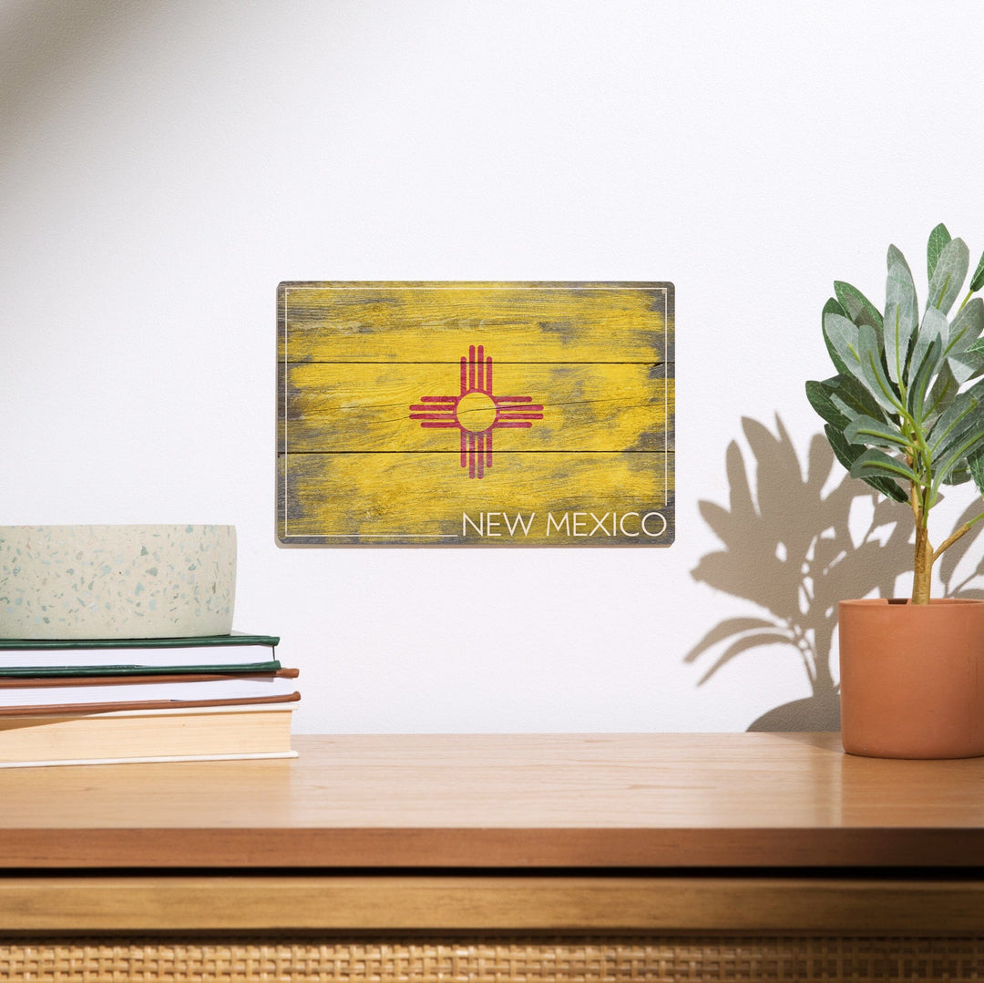 Rustic New Mexico State Flag, Lantern Press Artwork, Wood Signs and Postcards Wood Lantern Press 
