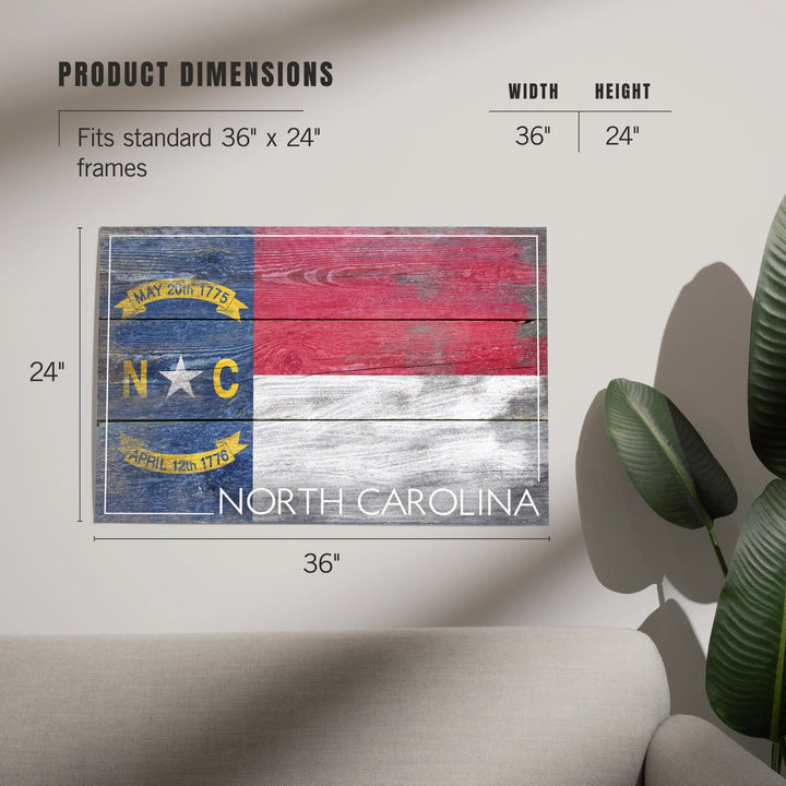 Rustic North Carolina State Flag, Art & Giclee Prints Art Lantern Press 