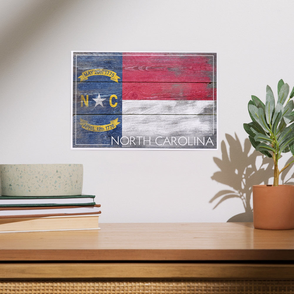 Rustic North Carolina State Flag, Art & Giclee Prints Art Lantern Press 