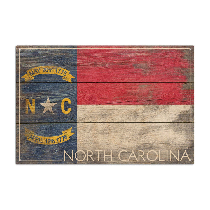 Rustic North Carolina State Flag, Lantern Press Artwork, Wood Signs and Postcards Wood Lantern Press 10 x 15 Wood Sign 