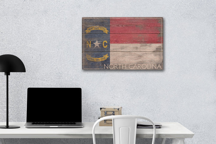 Rustic North Carolina State Flag, Lantern Press Artwork, Wood Signs and Postcards Wood Lantern Press 12 x 18 Wood Gallery Print 
