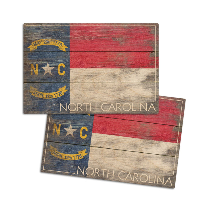 Rustic North Carolina State Flag, Lantern Press Artwork, Wood Signs and Postcards Wood Lantern Press 4x6 Wood Postcard Set 