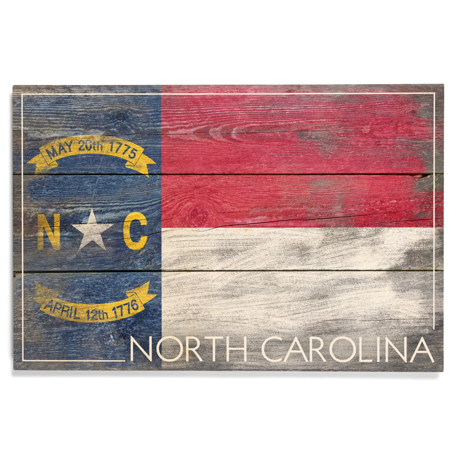 Rustic North Carolina State Flag, Lantern Press Artwork, Wood Signs and Postcards Wood Lantern Press 