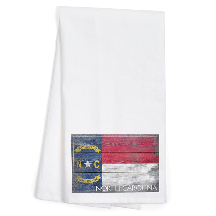 Rustic North Carolina State Flag, Organic Cotton Kitchen Tea Towels Kitchen Lantern Press 