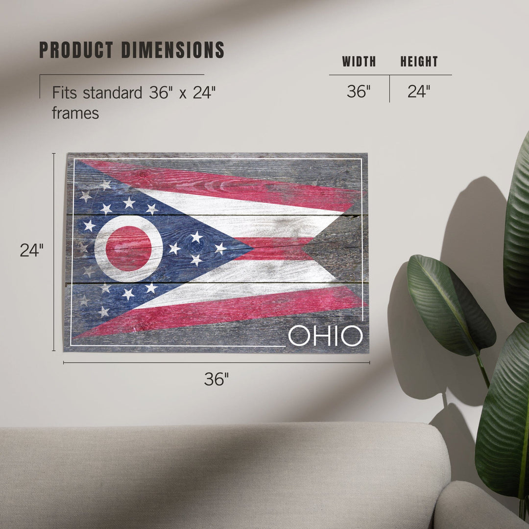 Rustic Ohio State Flag, Art & Giclee Prints Art Lantern Press 