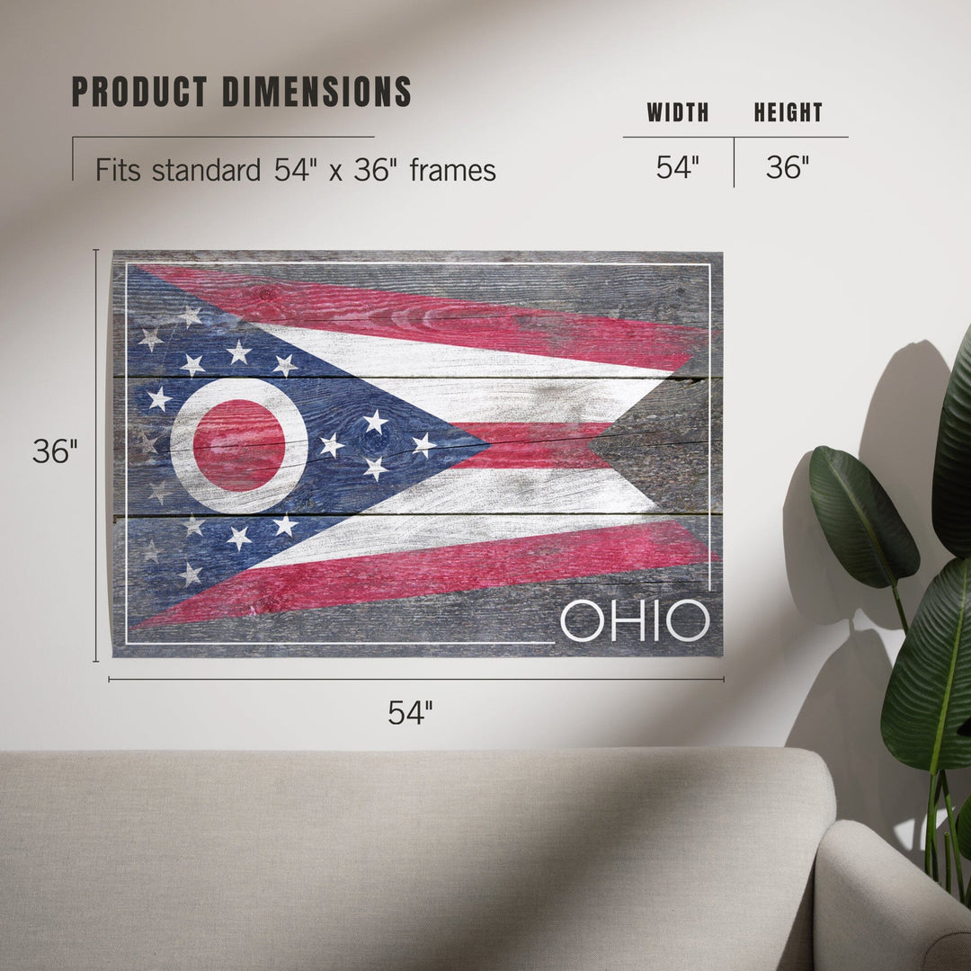 Rustic Ohio State Flag, Art & Giclee Prints Art Lantern Press 
