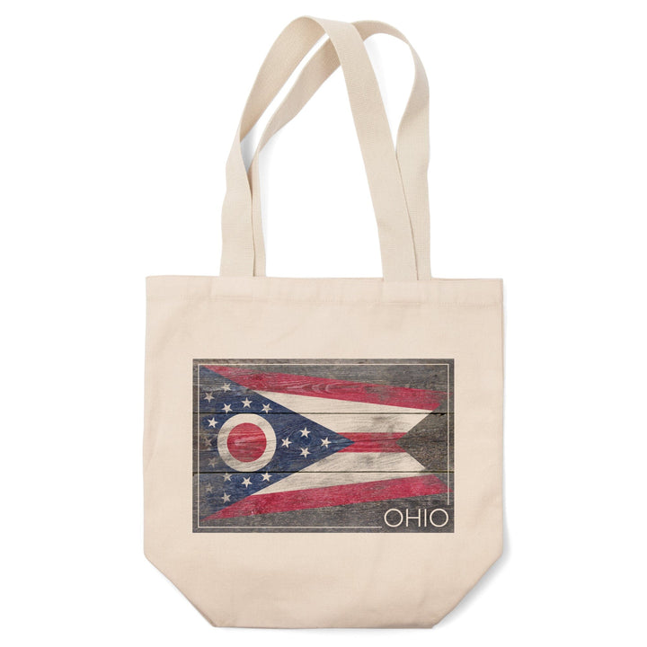 Rustic Ohio State Flag, Lantern Press Artwork, Tote Bag Totes Lantern Press 