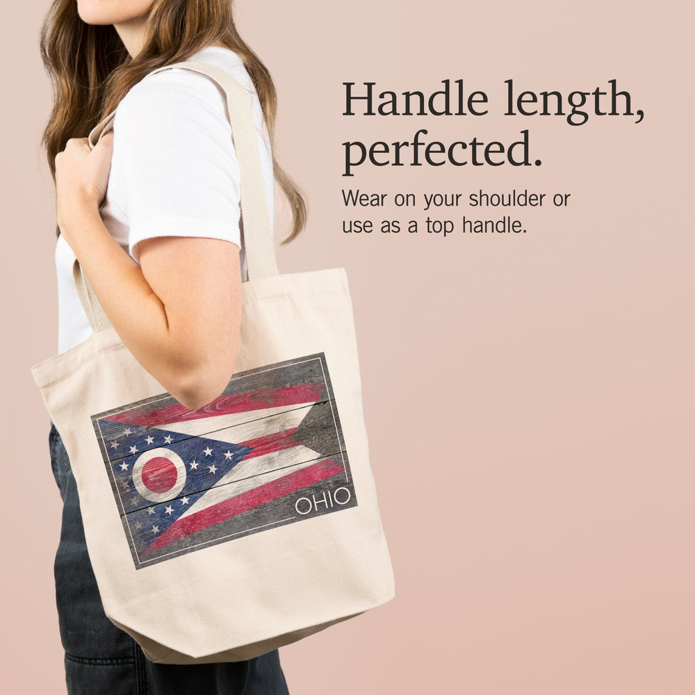 Rustic Ohio State Flag, Lantern Press Artwork, Tote Bag Totes Lantern Press 