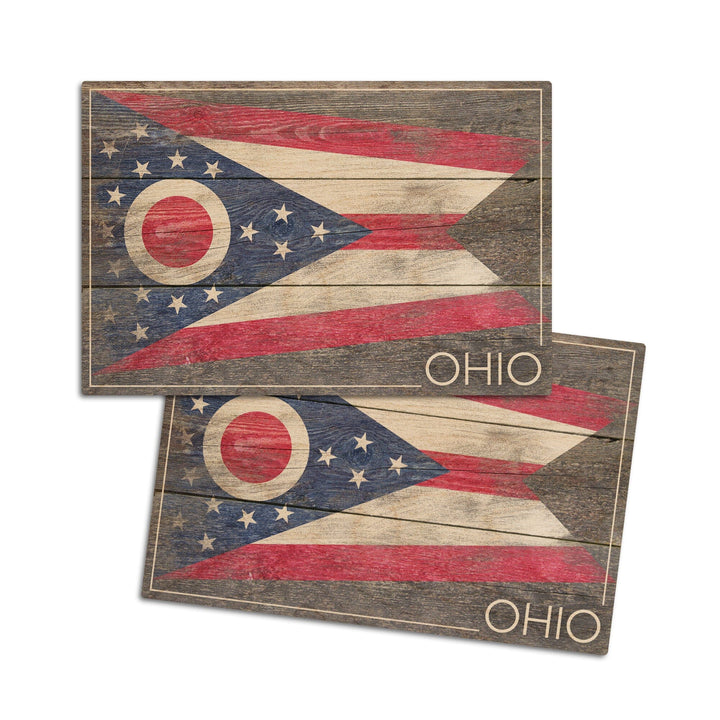 Rustic Ohio State Flag, Lantern Press Artwork, Wood Signs and Postcards Wood Lantern Press 4x6 Wood Postcard Set 