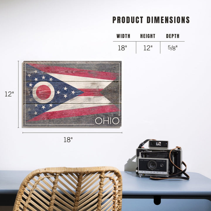 Rustic Ohio State Flag, Lantern Press Artwork, Wood Signs and Postcards Wood Lantern Press 