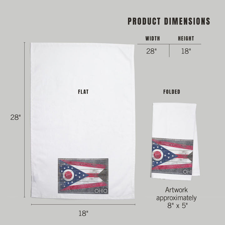 Rustic Ohio State Flag, Organic Cotton Kitchen Tea Towels Kitchen Lantern Press 