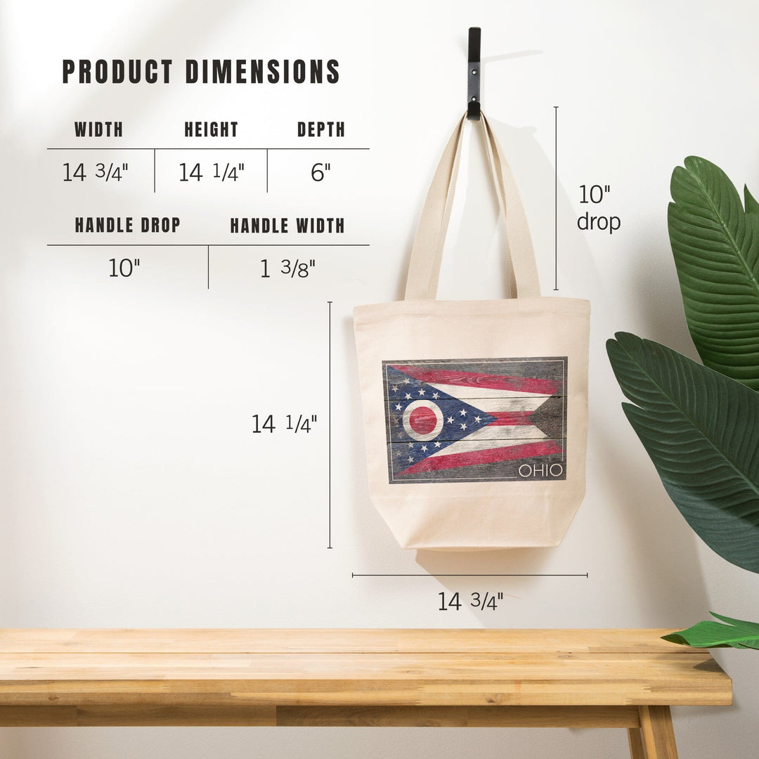 Rustic Ohio State Flag, Tote Bag Totes Lantern Press 