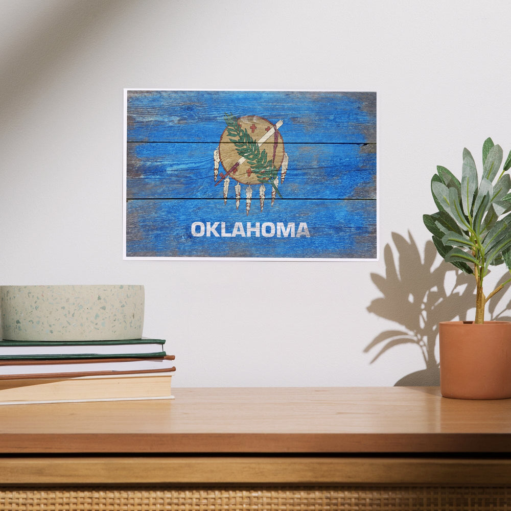 Rustic Oklahoma State Flag, Art & Giclee Prints Art Lantern Press 