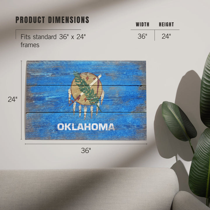 Rustic Oklahoma State Flag, Art & Giclee Prints Art Lantern Press 