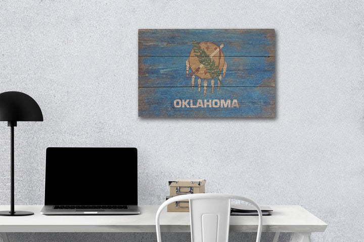 Rustic Oklahoma State Flag, Lantern Press Artwork, Wood Signs and Postcards Wood Lantern Press 12 x 18 Wood Gallery Print 