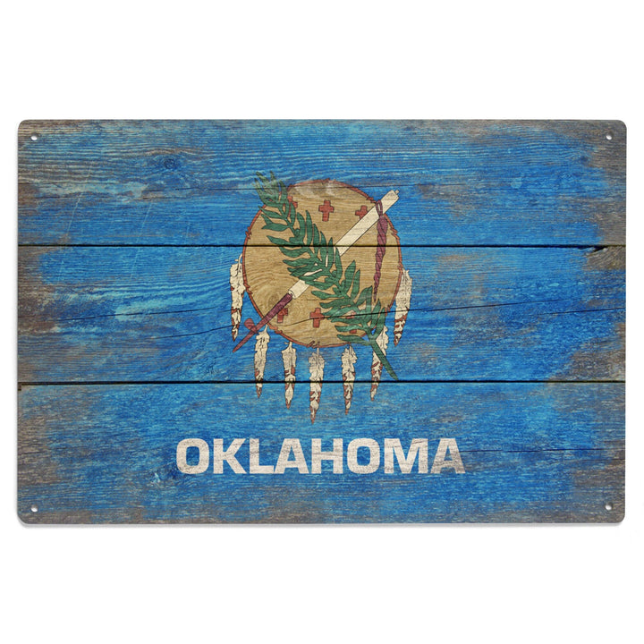 Rustic Oklahoma State Flag, Lantern Press Artwork, Wood Signs and Postcards Wood Lantern Press 