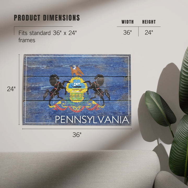 Rustic Pennsylvania State Flag, Art & Giclee Prints Art Lantern Press 