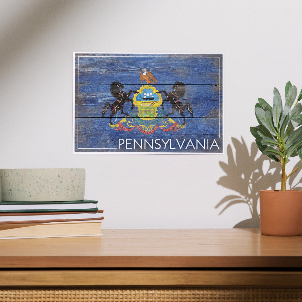 Rustic Pennsylvania State Flag, Art & Giclee Prints Art Lantern Press 