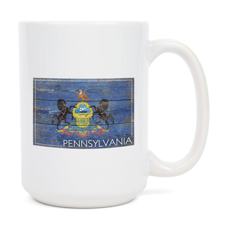 Rustic Pennsylvania State Flag, Lantern Press Artwork, Ceramic Mug Mugs Lantern Press 