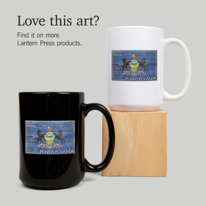 Rustic Pennsylvania State Flag, Lantern Press Artwork, Ceramic Mug Mugs Lantern Press 