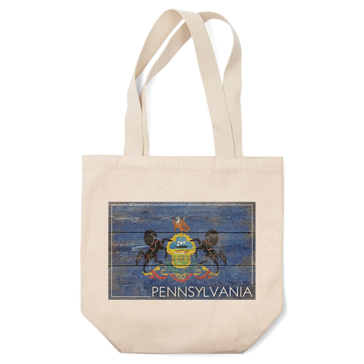 Rustic Pennsylvania State Flag, Lantern Press Artwork, Tote Bag Totes Lantern Press 