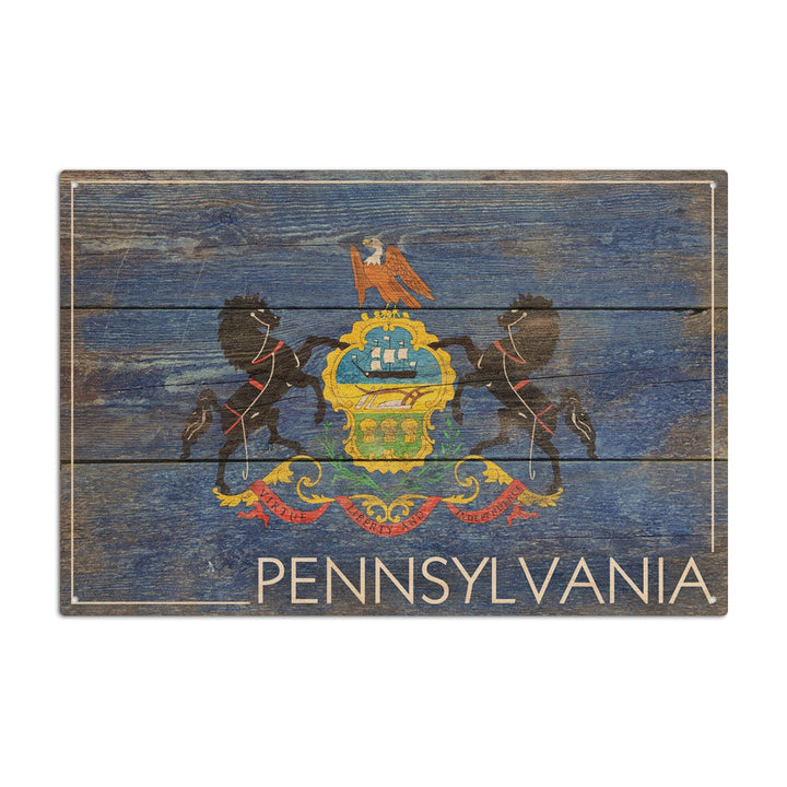 Rustic Pennsylvania State Flag, Lantern Press Artwork, Wood Signs and Postcards Wood Lantern Press 10 x 15 Wood Sign 