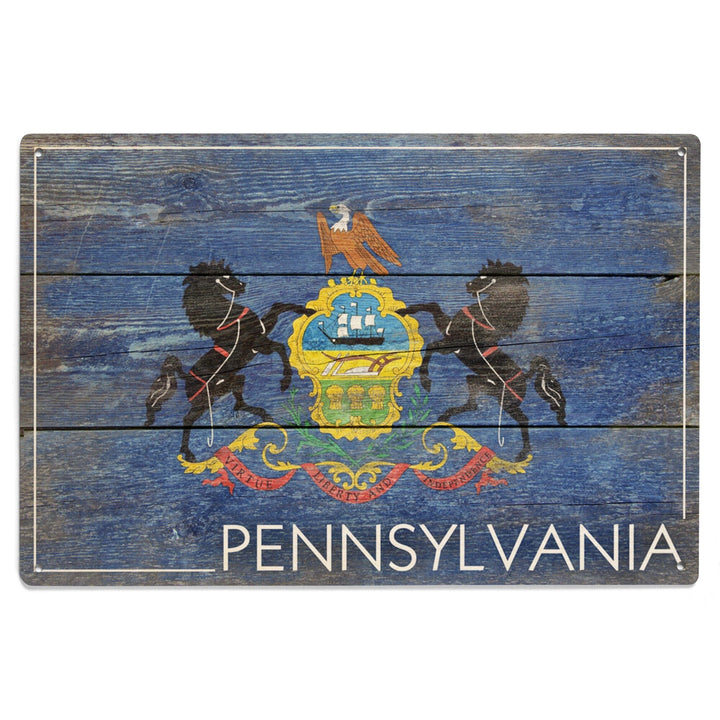 Rustic Pennsylvania State Flag, Lantern Press Artwork, Wood Signs and Postcards Wood Lantern Press 