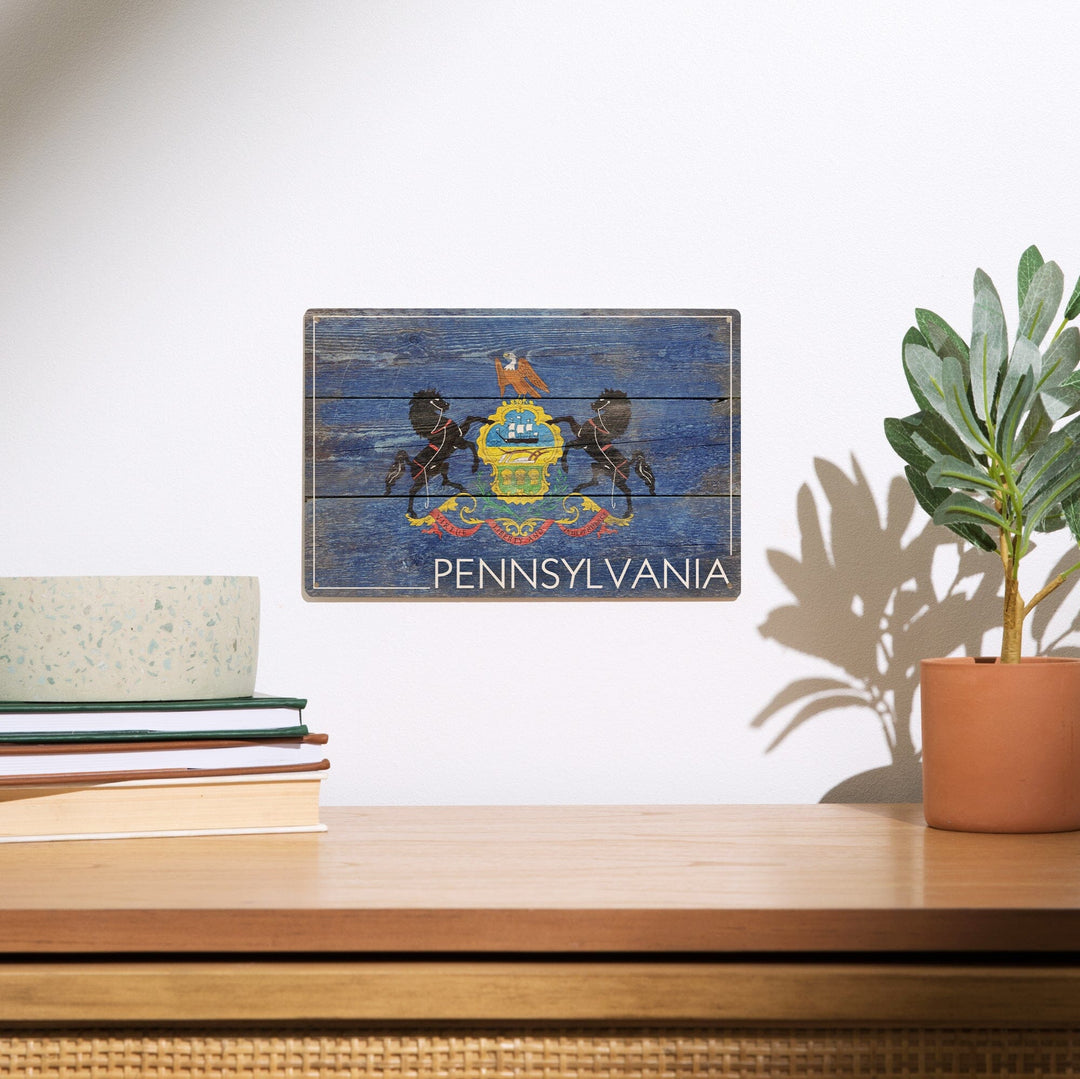 Rustic Pennsylvania State Flag, Lantern Press Artwork, Wood Signs and Postcards Wood Lantern Press 