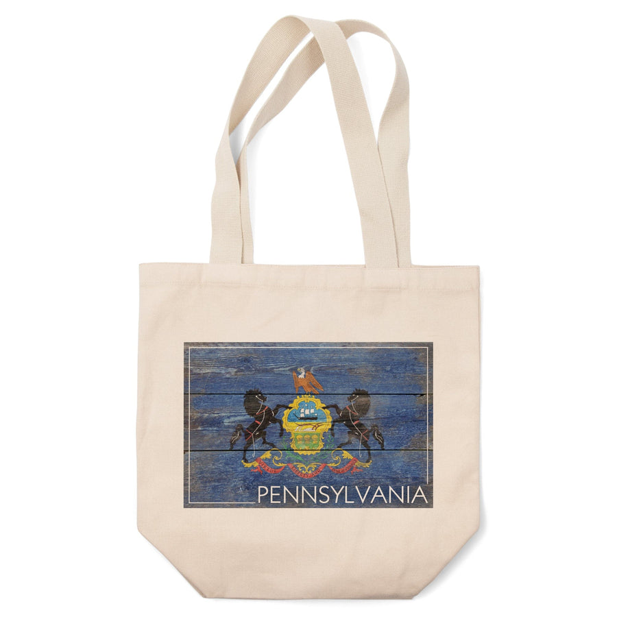 Rustic Pennsylvania State Flag, Tote Bag Totes Lantern Press 