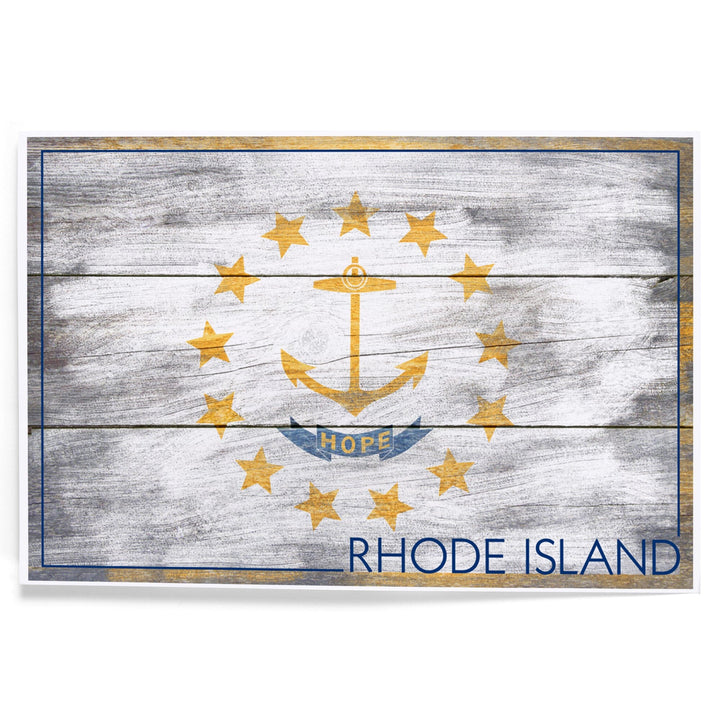 Rustic Rhode Island State Flag, Art & Giclee Prints Art Lantern Press 