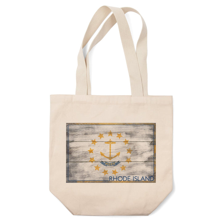 Rustic Rhode Island State Flag, Lantern Press Artwork, Tote Bag Totes Lantern Press 