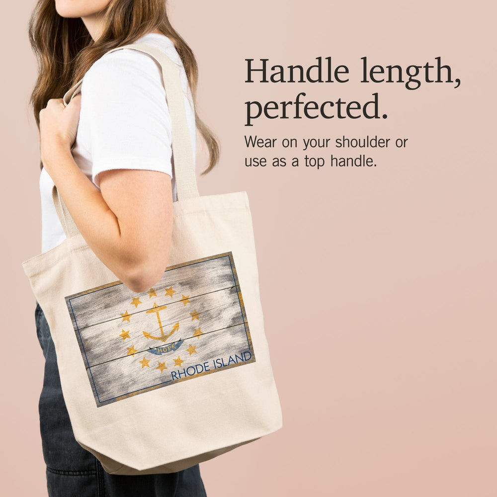 Rustic Rhode Island State Flag, Tote Bag Totes Lantern Press 
