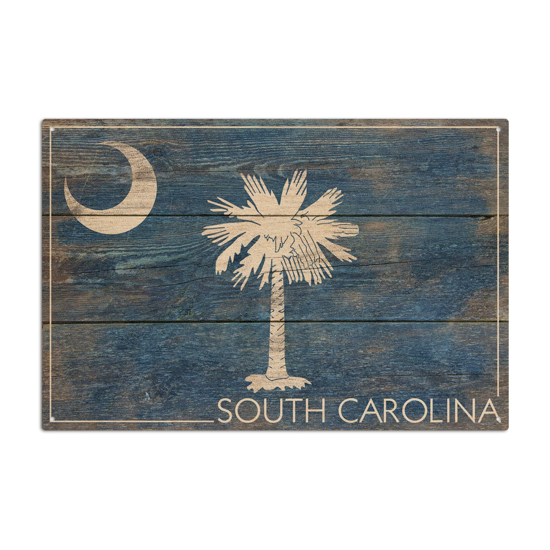 Rustic South Carolina State Flag, Lantern Press Artwork, Wood Signs and Postcards Wood Lantern Press 10 x 15 Wood Sign 