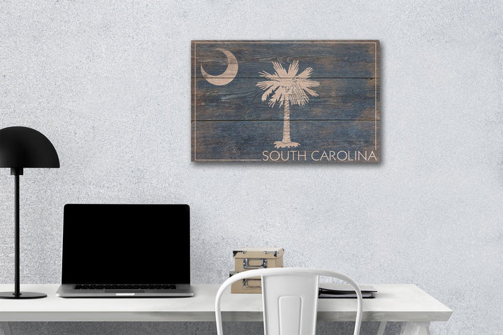 Rustic South Carolina State Flag, Lantern Press Artwork, Wood Signs and Postcards Wood Lantern Press 12 x 18 Wood Gallery Print 