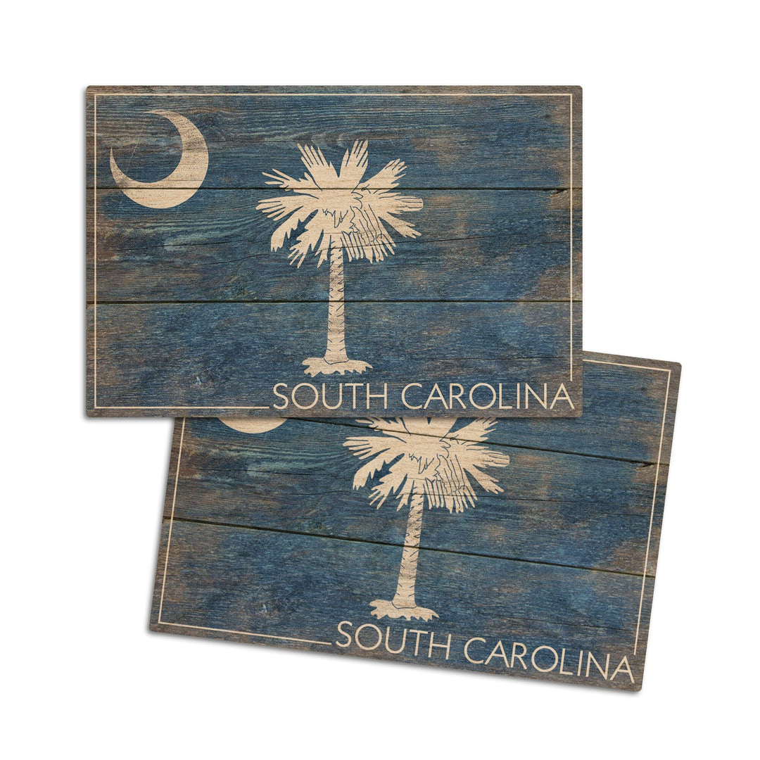 Rustic South Carolina State Flag, Lantern Press Artwork, Wood Signs and Postcards Wood Lantern Press 4x6 Wood Postcard Set 