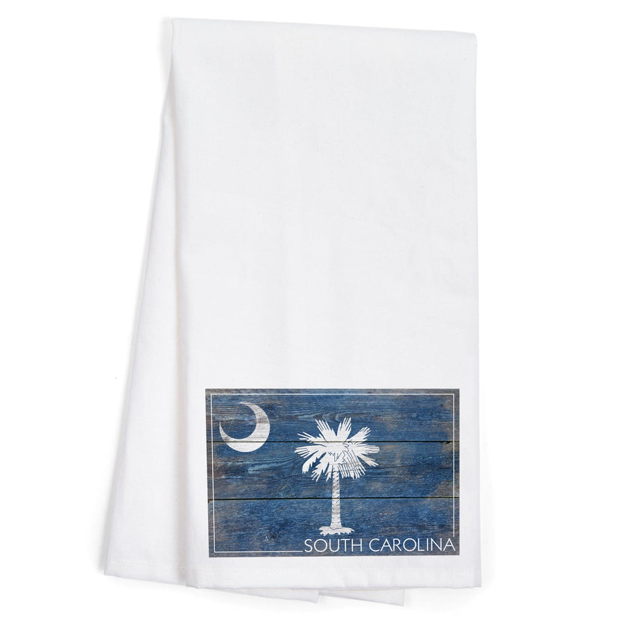 Rustic South Carolina State Flag, Organic Cotton Kitchen Tea Towels Kitchen Lantern Press 