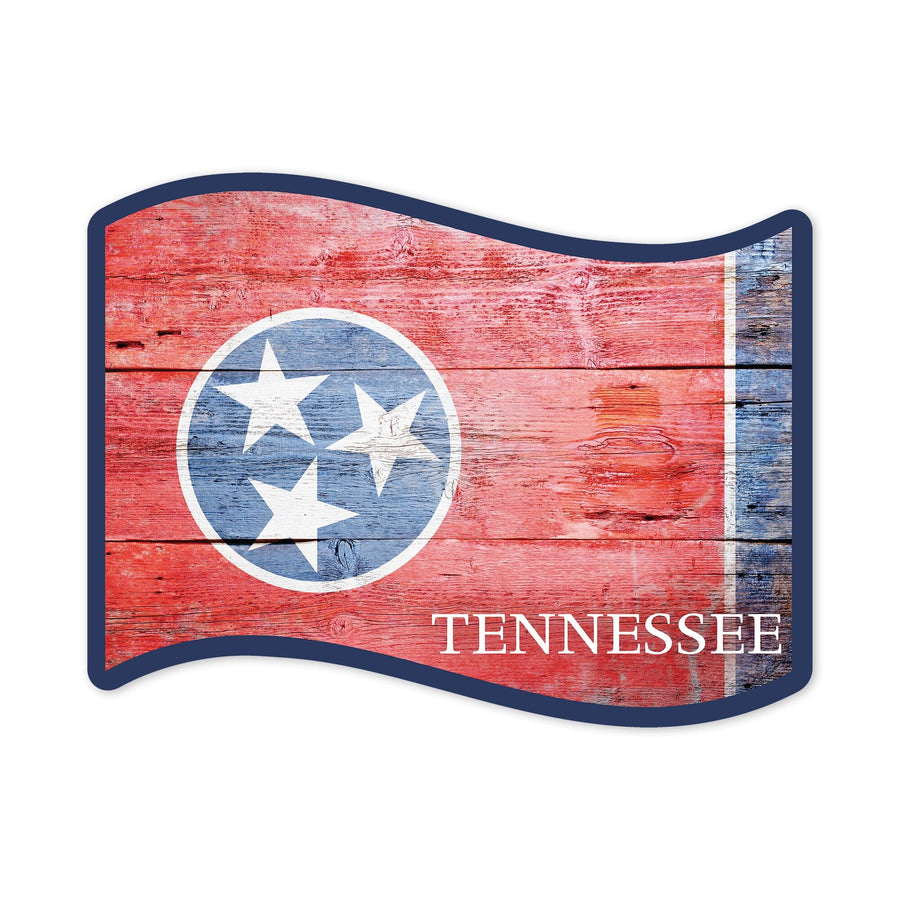 Rustic Tennessee State Flag, Contour, Vinyl Sticker Sticker Lantern Press 